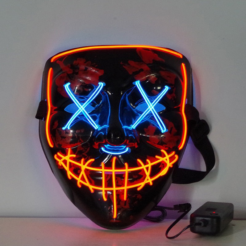 Halloween LED Mask Purge Masks Choice Mascara Costume DJ Party Light To Mixed Color Masque Glow In Dark Cosplay Mask