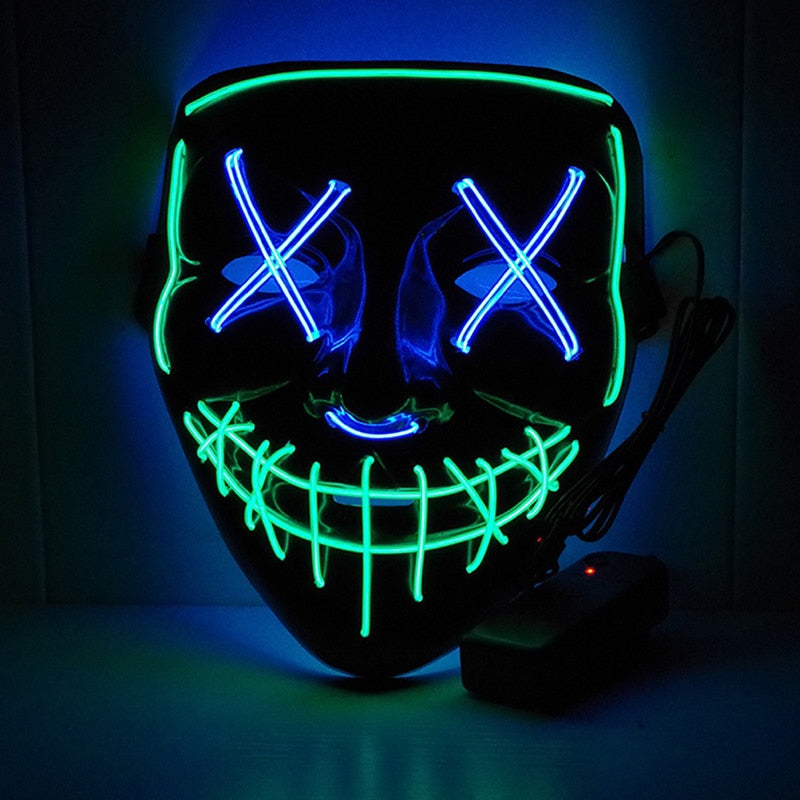 Halloween LED Mask Purge Masks Choice Mascara Costume DJ Party Light To Mixed Color Masque Glow In Dark Cosplay Mask