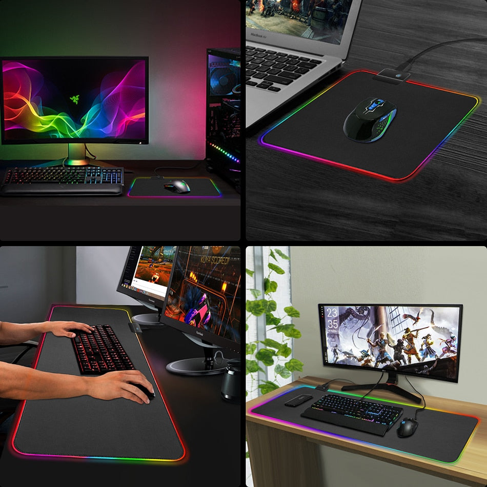 Large Mouse Pad RGB Mouse Mats Mousepad RGB Desk Mat Gaming Mouse Pad Gamer XXL Mause Pad LED Mousepad For PC Mice Keyboard