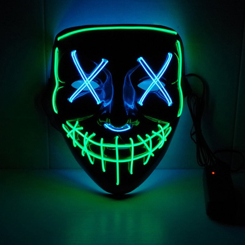 Halloween LED Mask Purge Masks Choice Mascara Costume DJ Party Light To Mixed Color Masque Glow In Dark Cosplay Mask