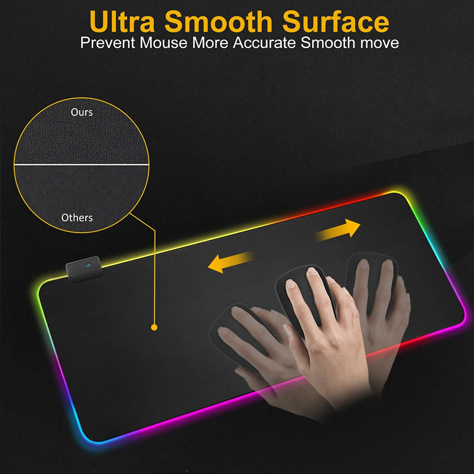 Large Mouse Pad RGB Mouse Mats Mousepad RGB Desk Mat Gaming Mouse Pad Gamer XXL Mause Pad LED Mousepad For PC Mice Keyboard