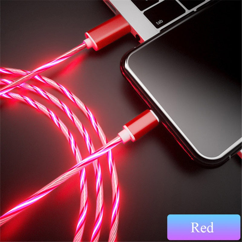 Glowing Cable Mobile Phone Charging Cables LED light Micro USB Type C Charger For Samsung Xiaomi iPhone Charge Wire Cord