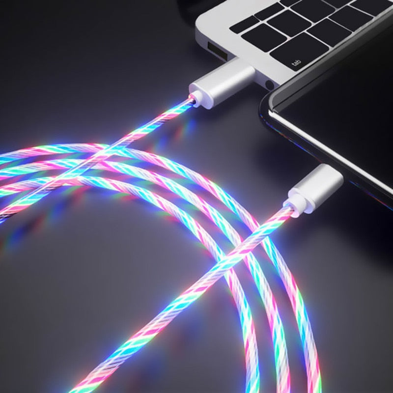 Glowing Cable Mobile Phone Charging Cables LED light Micro USB Type C Charger For Samsung Xiaomi iPhone Charge Wire Cord